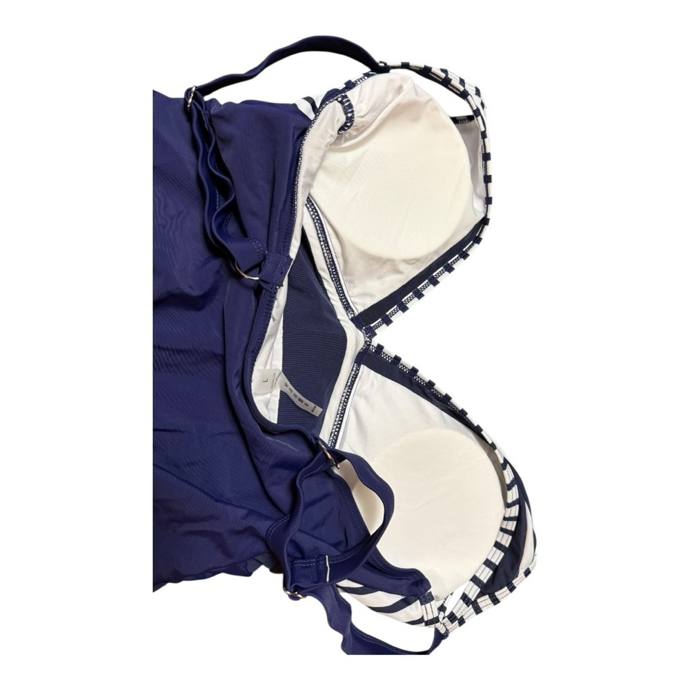 Navy and White Striped Swimsuit With Padding - Picture 4 of 7